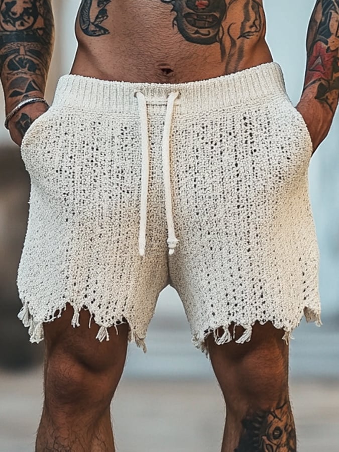 Shorts ligero tejidoted Beveled Vacation casual para hombre