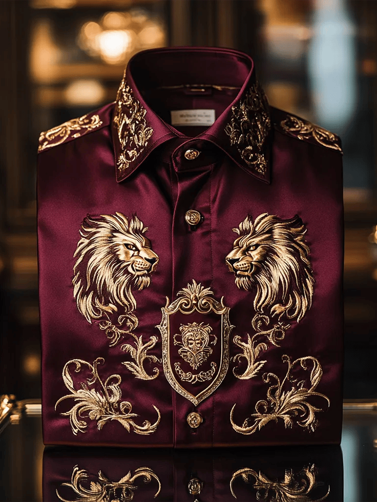 Camisa satén Luxe estampado de manga corta Button para hombre