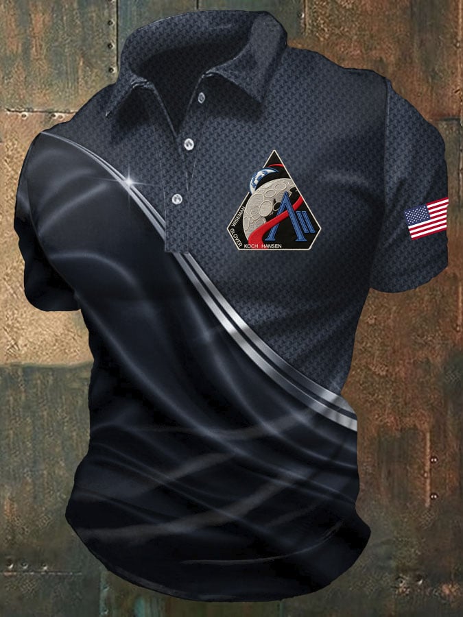 Camisa polo estampado de manga corta para hombre