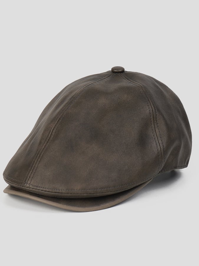 Retro British Pu Duck Tongue Cap para hombre