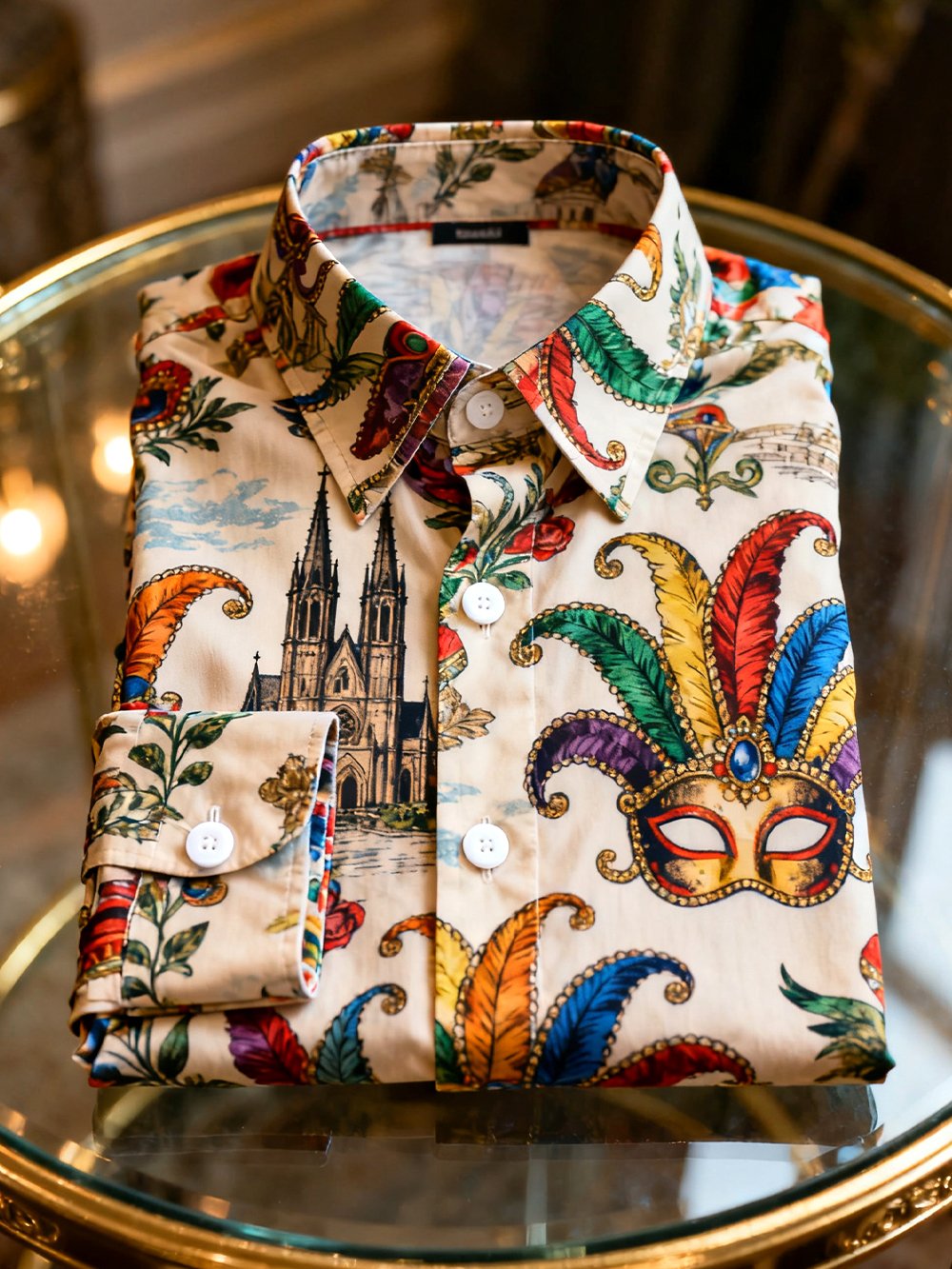 Camisa casual Carnival estampado de manga larga para hombre