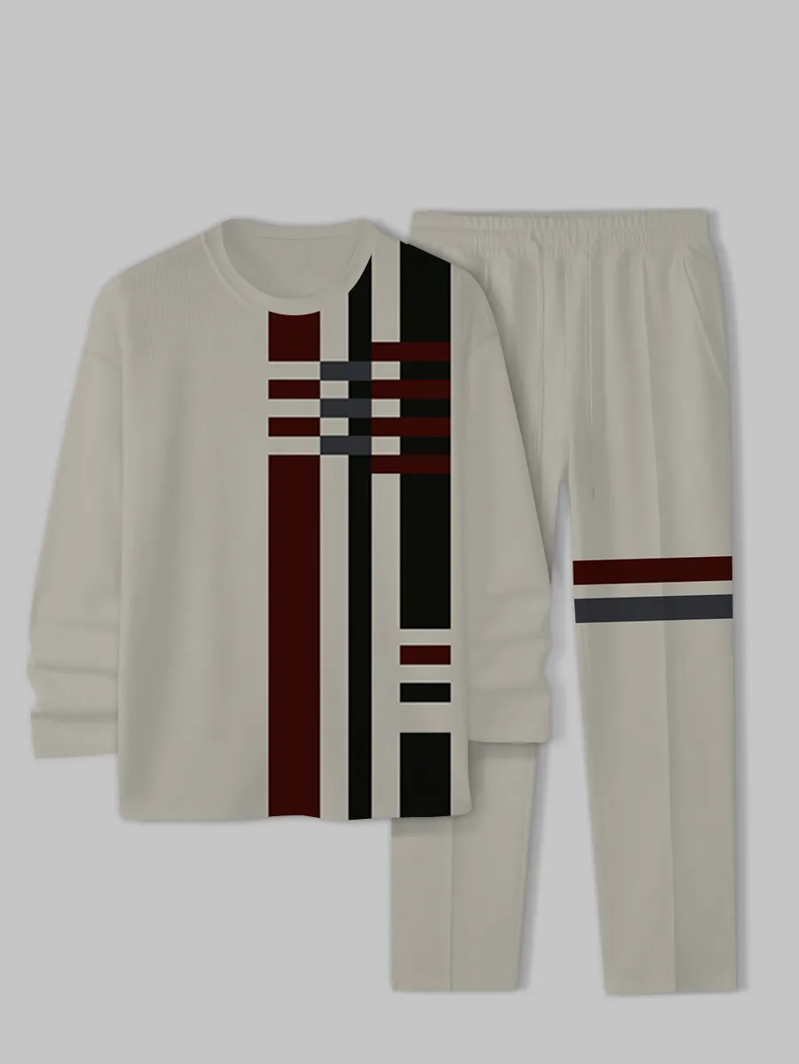 Simple Colorblock Round Neck casual Sports Set 0140 para hombre