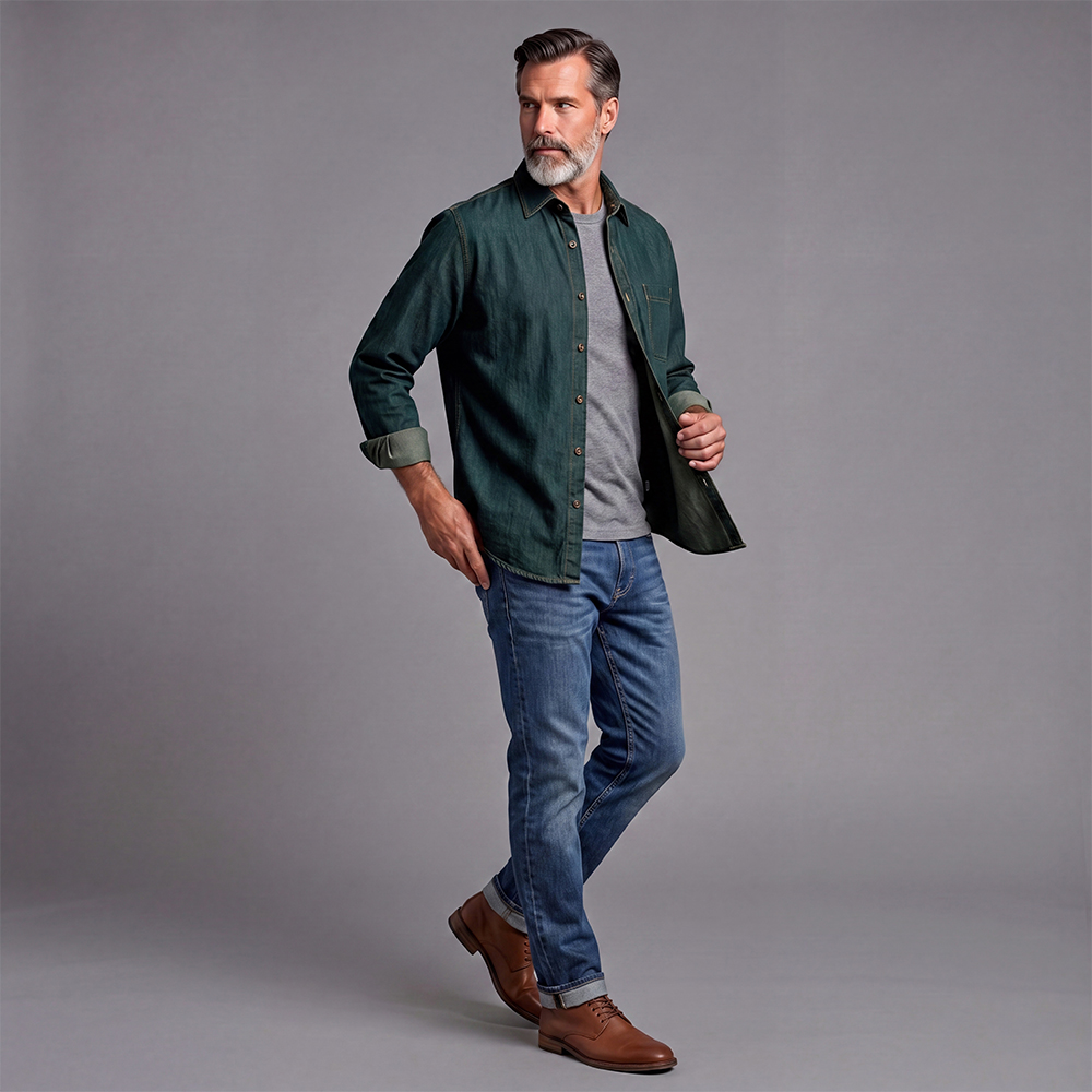 Chaqueta casual Denim camisa For Men