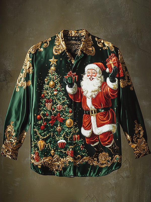 Camisa seda Christmas de lujo ejecutivo de manga larga para hombre