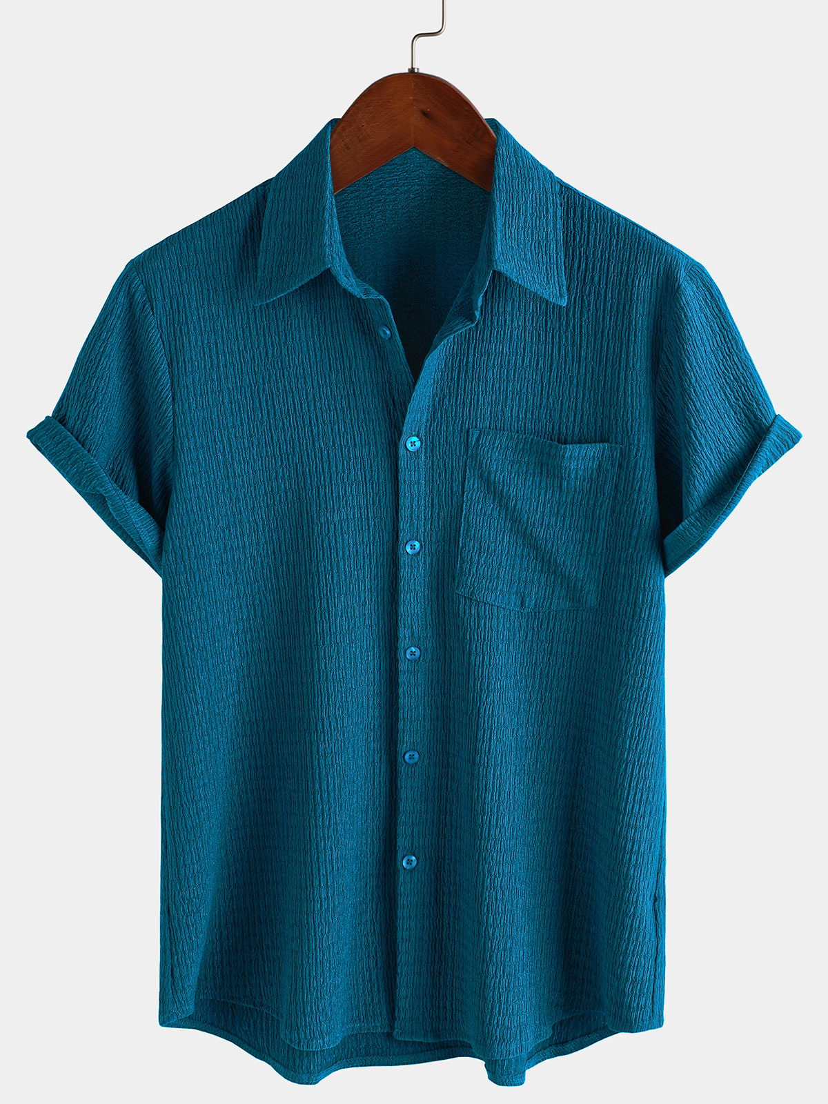 Camisa Summer Pocket casual de manga corta para hombre
