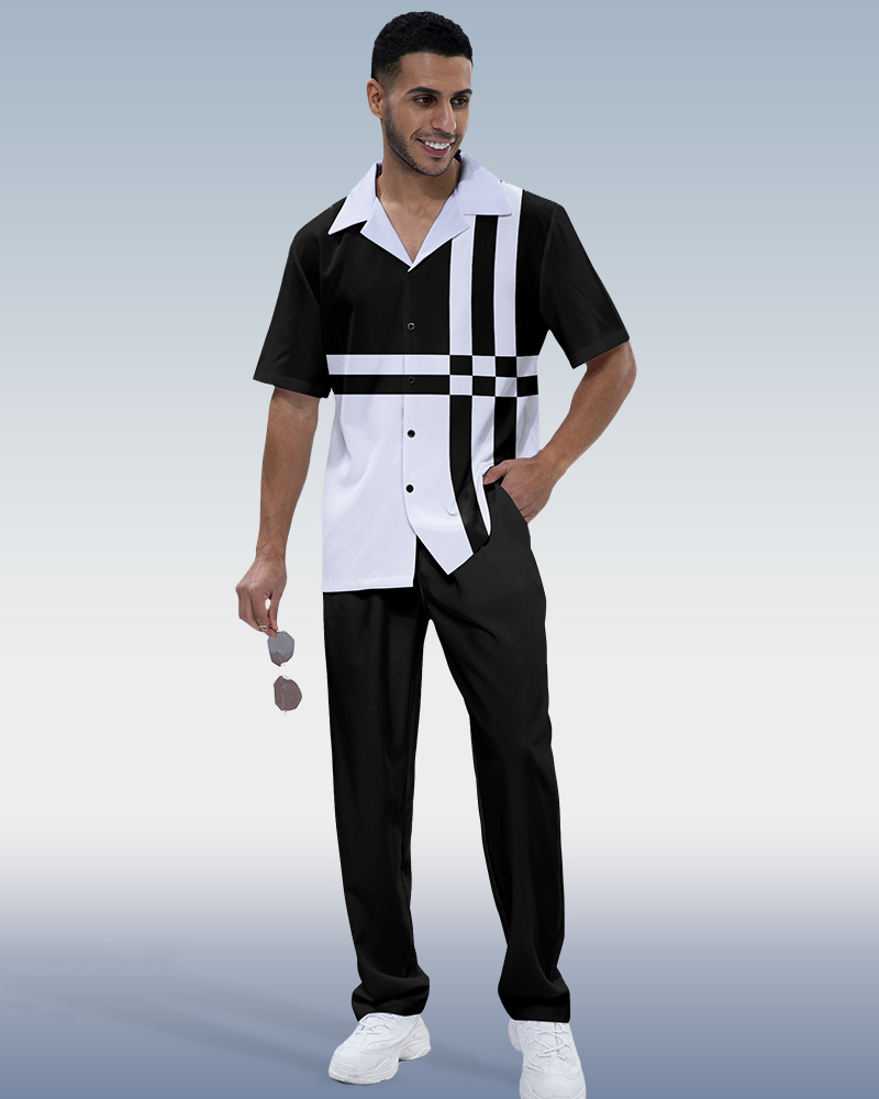 Rianmond Check estampado de manga corta Walking Suit 211 para hombre