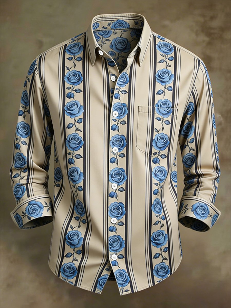 Camisa retro ejecutivo de manga larga para hombre