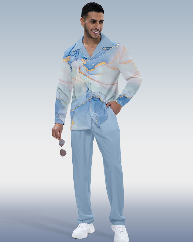 Camisa Gradient estampado de manga larga Walking Suit 467 para hombre