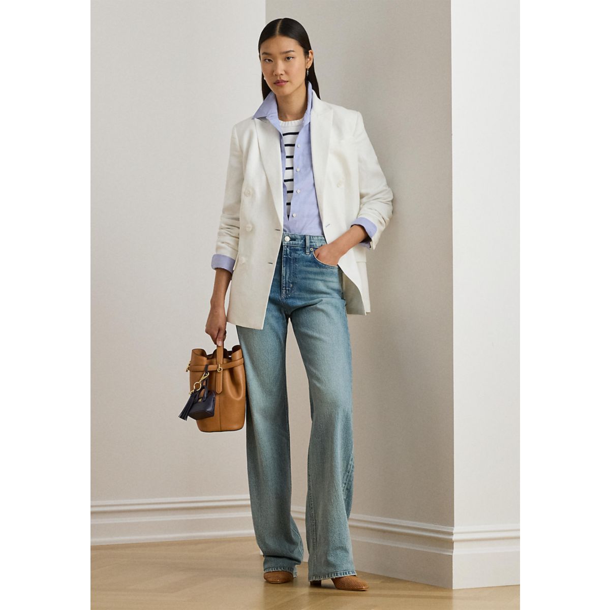 Double-Breasted Linen-Blend Twill Blazer - 5