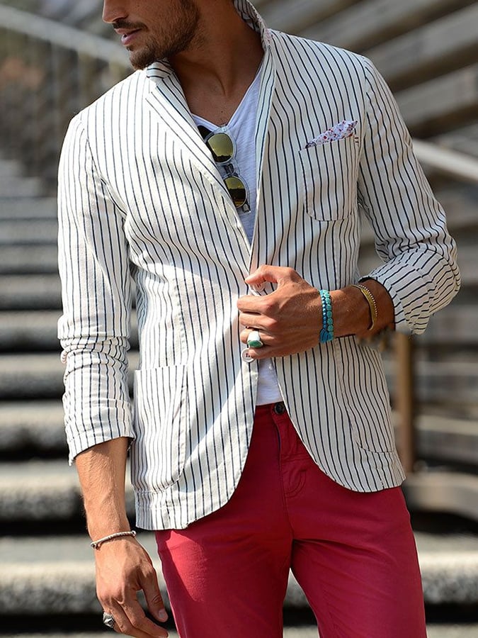 Saco a rayas Thin casual para hombre
