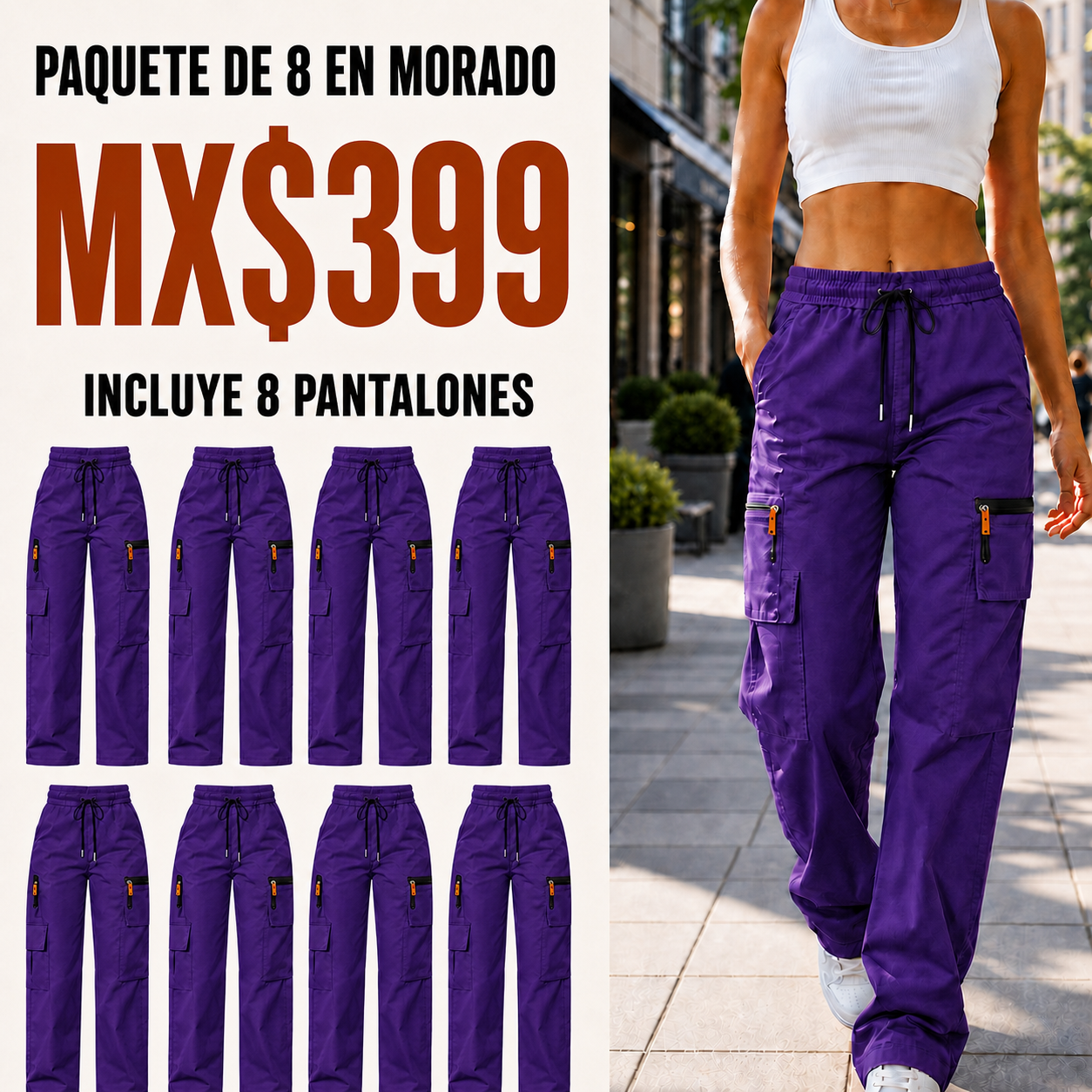 Pantalón cargo transpirable de verano para mujer · vista 10