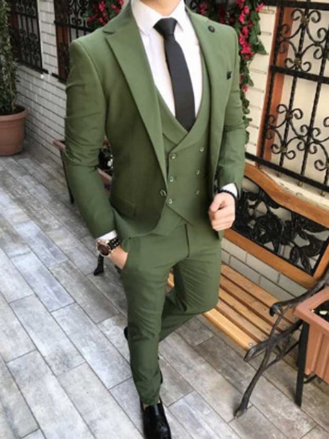Ejecutivo Single-Breasted de color sólido Three-Piece Suit para hombre