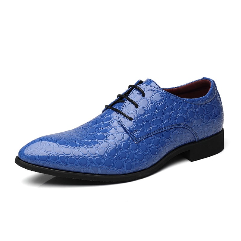 Zapatos elegantee Embossed Pointed Toe Patent cuero para hombre