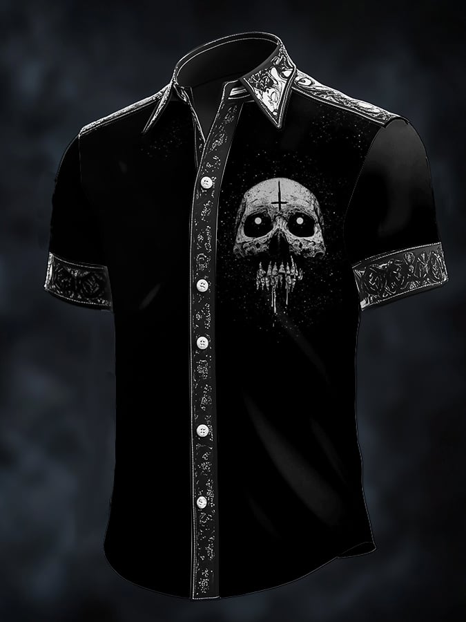 Camisa retro Baroque estampado Dark para hombre