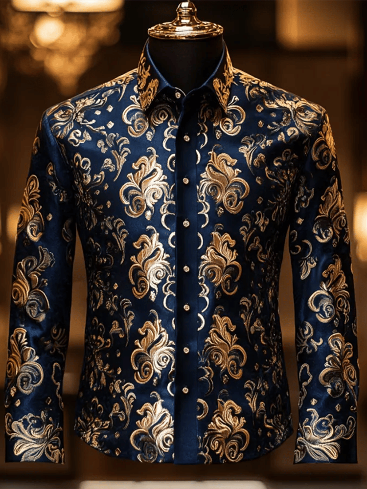 Camisa satén Luxe de manga larga con botones para hombre