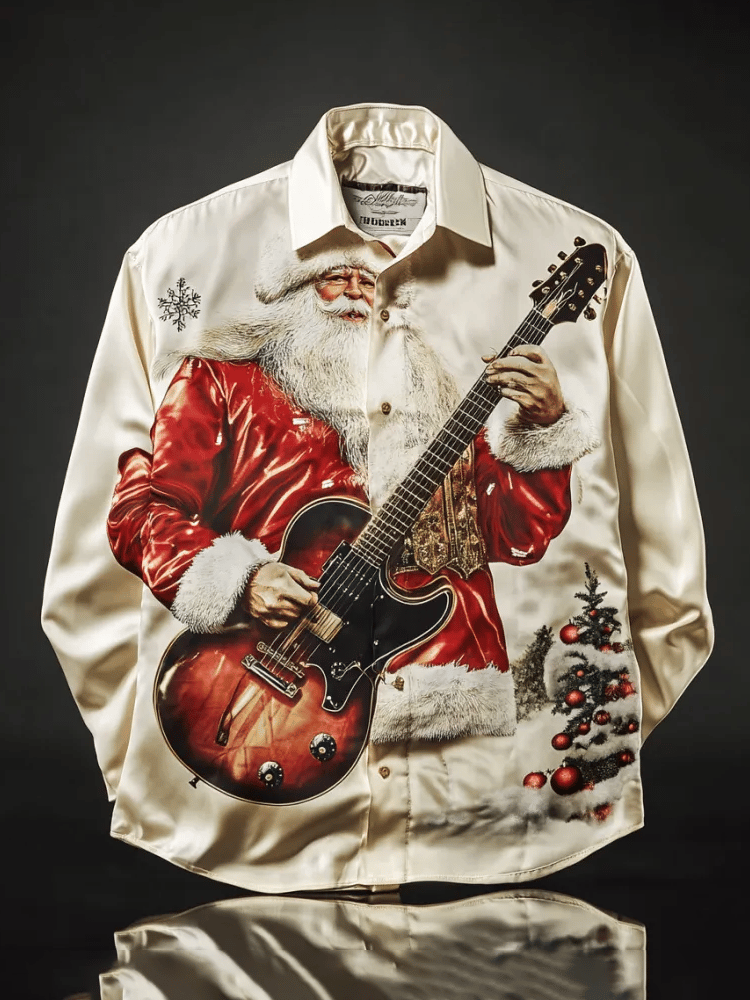 Camisa de lujo Romantic Christmas estampado de manga larga para hombre
