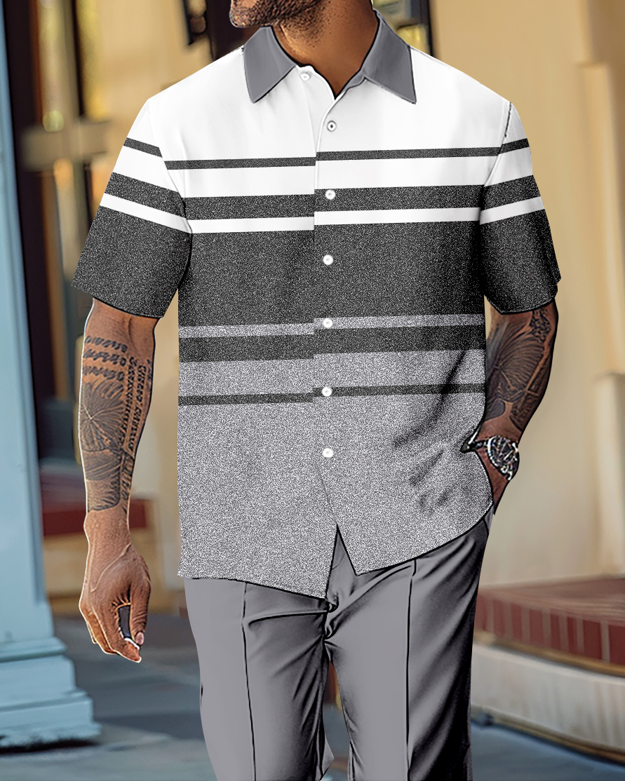 Camisa Gradient en bloques de color de manga corta Walking Suit 1114 para hombre