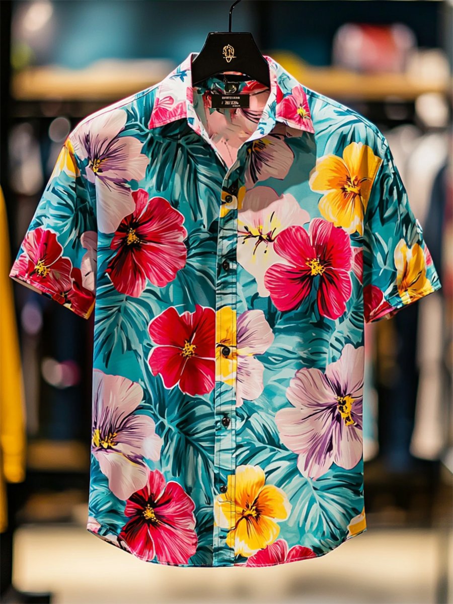 Camisa Resort casual floral Art de manga corta para hombre