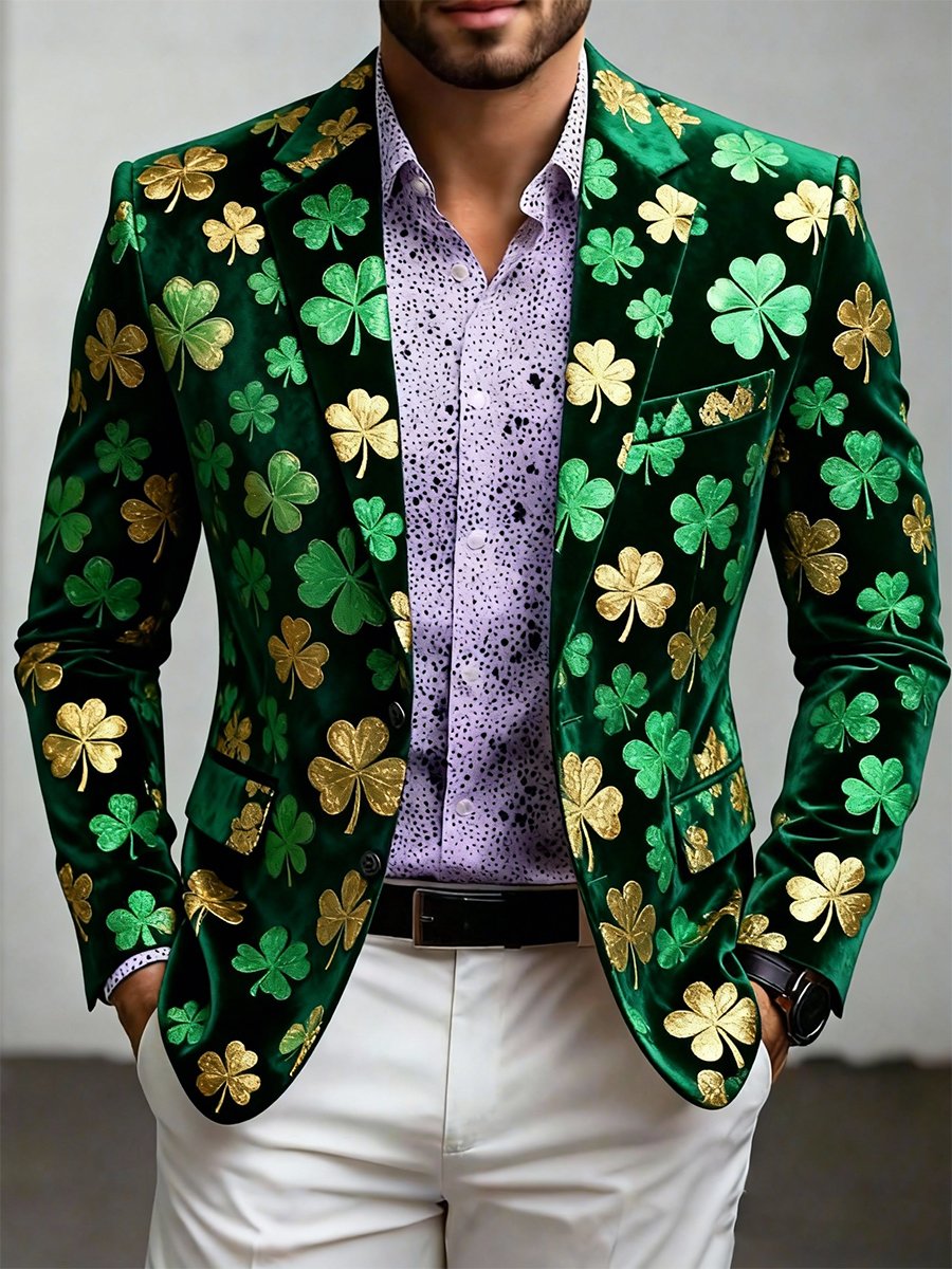 Chaqueta de lujo St. Patrick's Day estampado Suit para hombre