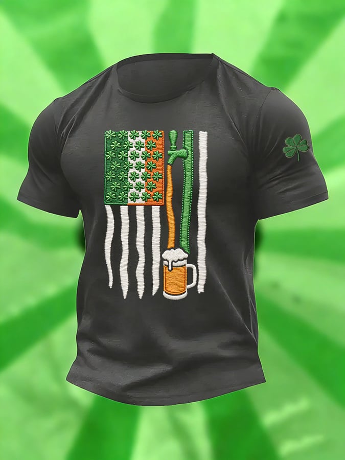 Camiseta casual retro St. Patrick's Day flag para hombre