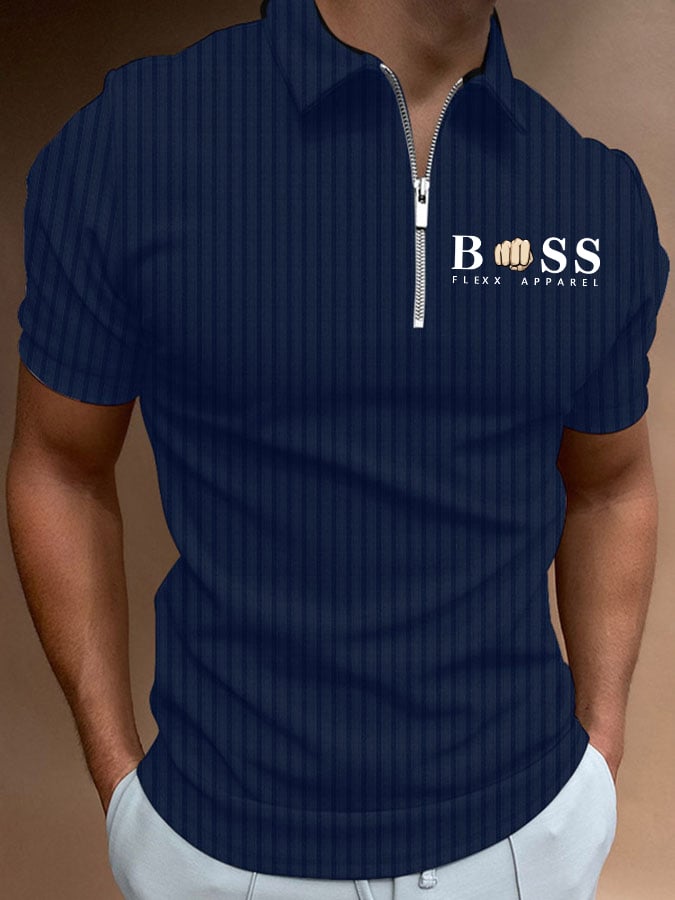 Camisa polo a rayas Lettering casual para hombre