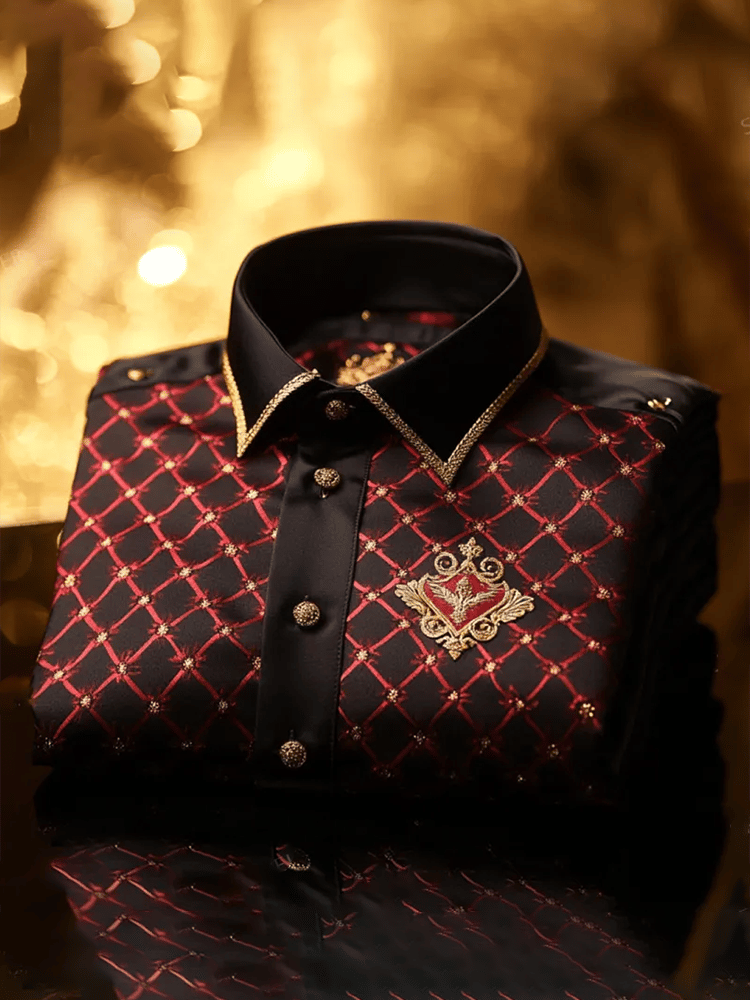 Camisa satén Luxe estampado de manga corta Button para hombre