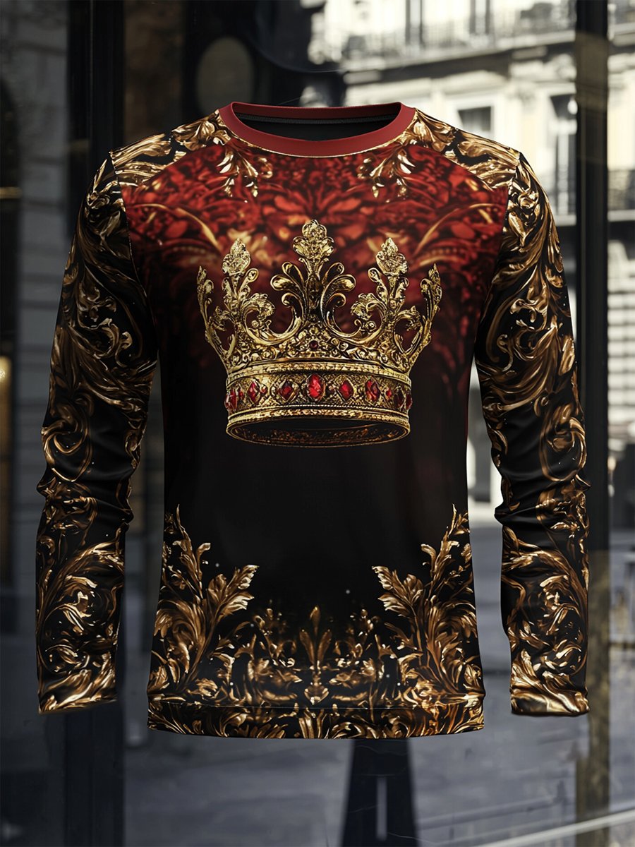 Camiseta Luxe Crown estampado de manga larga para hombre