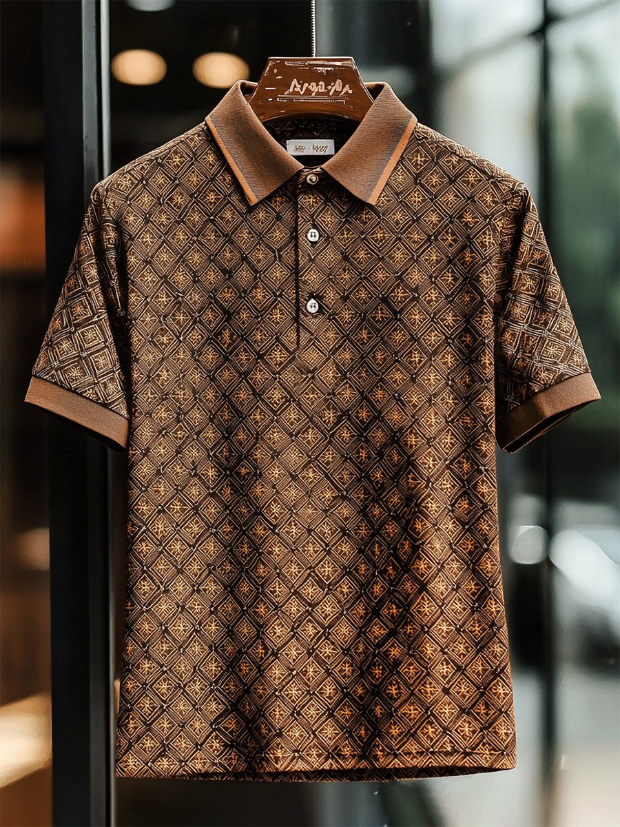 Camisa polo casual ejecutivo Cross Button de manga corta para hombre