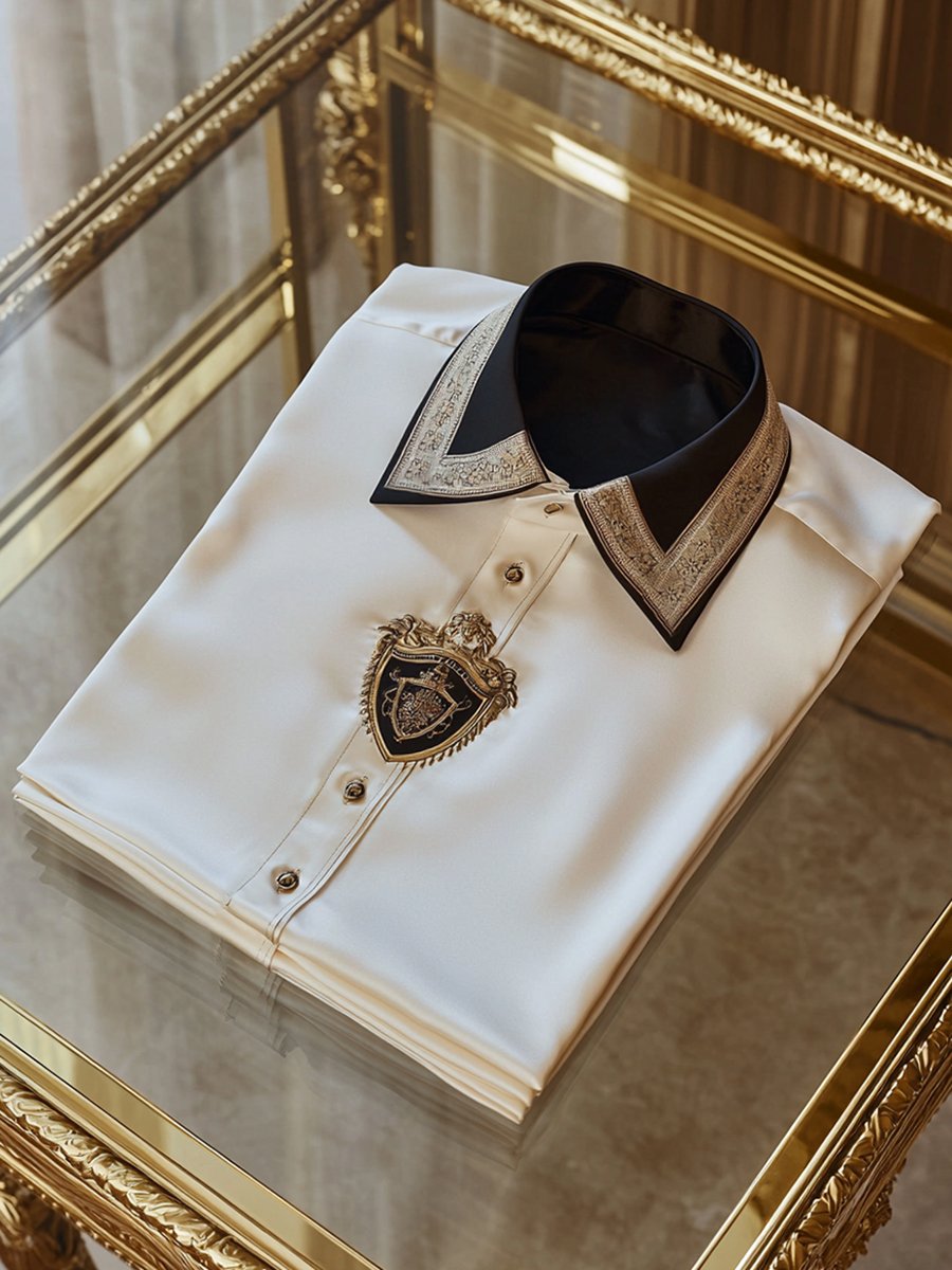 Camisa satén de lujo ejecutivo de manga larga para hombre