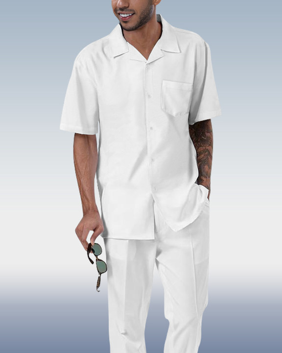 Camisa Rianmond de color sólido de manga corta Walking Set 4 Colors 373 para hombre