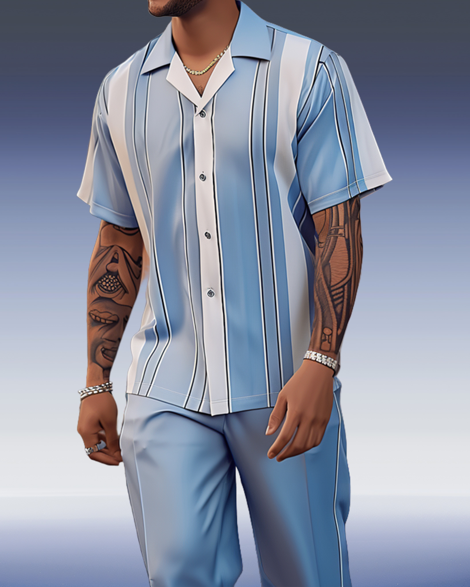 Camisa Gorgeous en bloques de color de manga corta Walking Suit 1186 para hombre