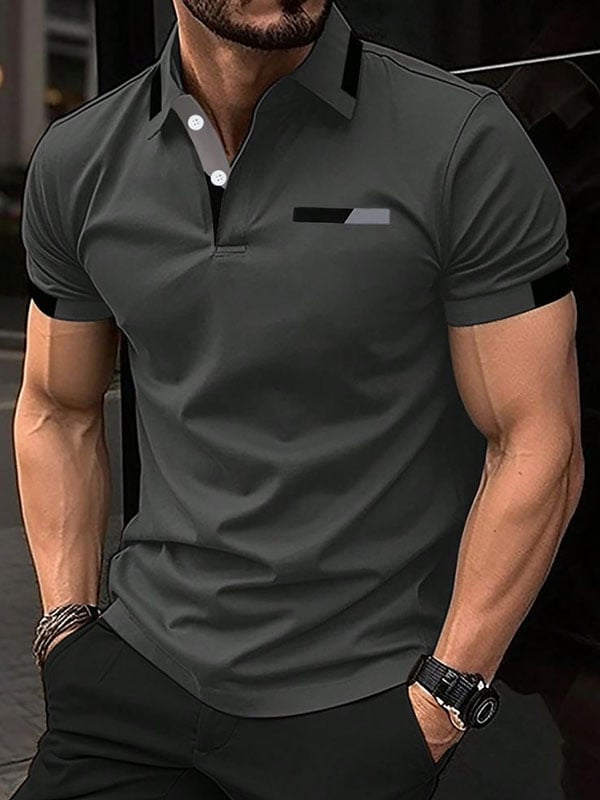 Camisa polo ejecutivo Logo con botones de manga corta para hombre