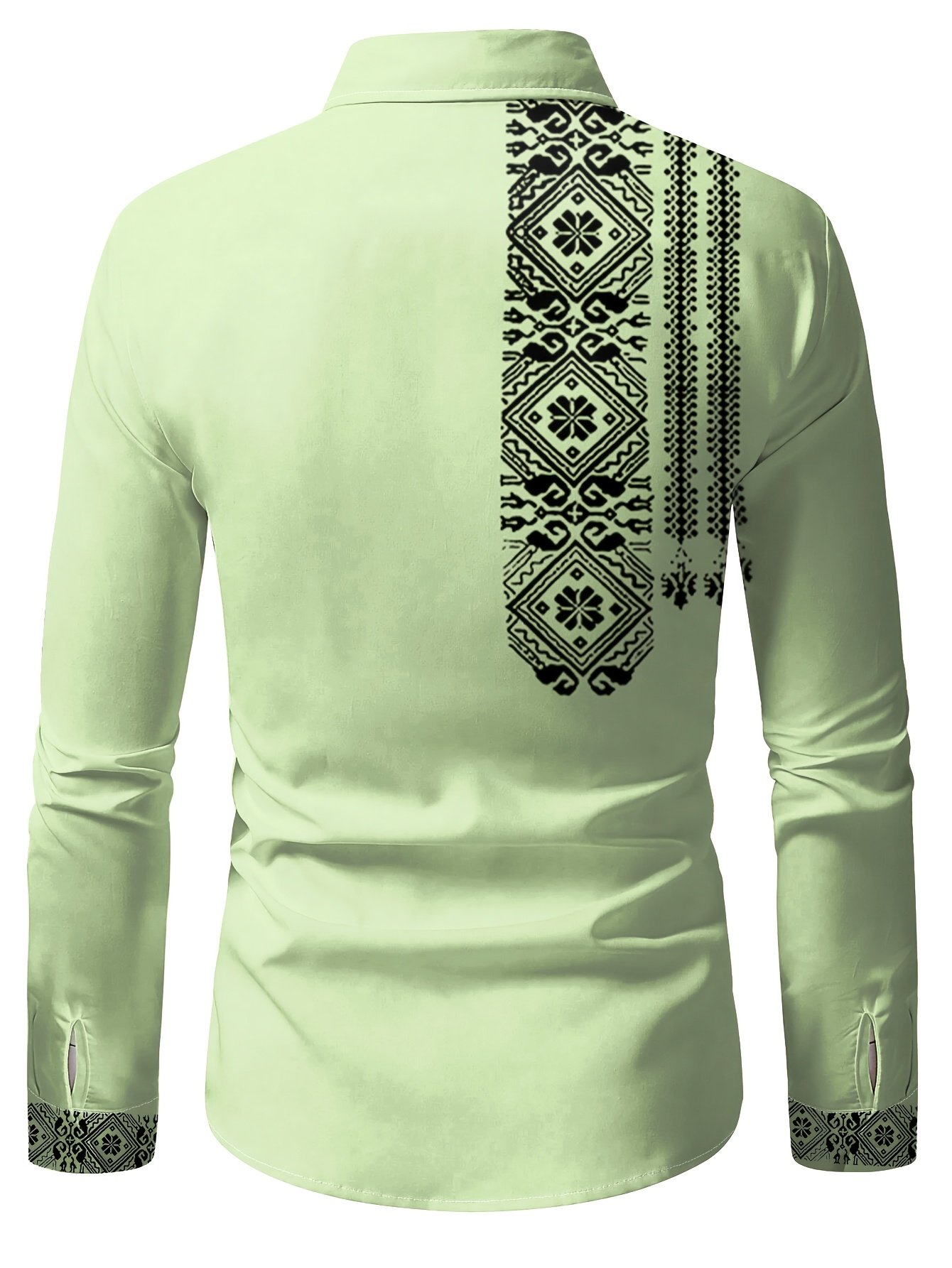 Camisa Street Style ejecutivo casual Ethnic estampado de manga larga para hombre