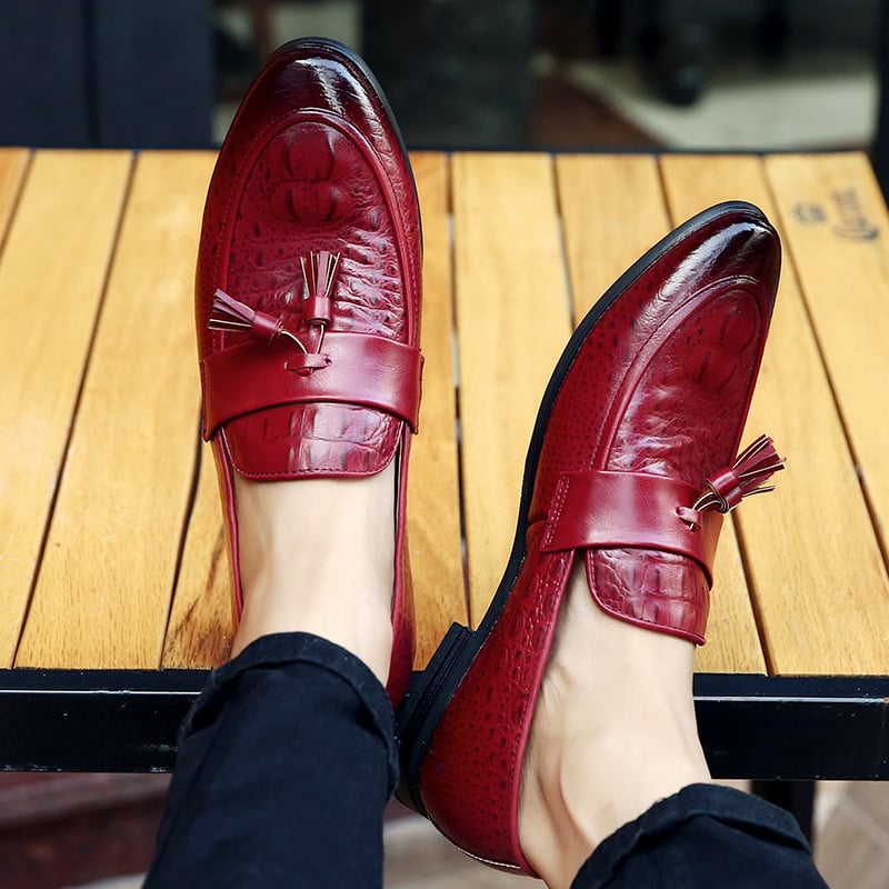 Zapatos ejecutivo casual Simple de moda Tassel cuero para hombre
