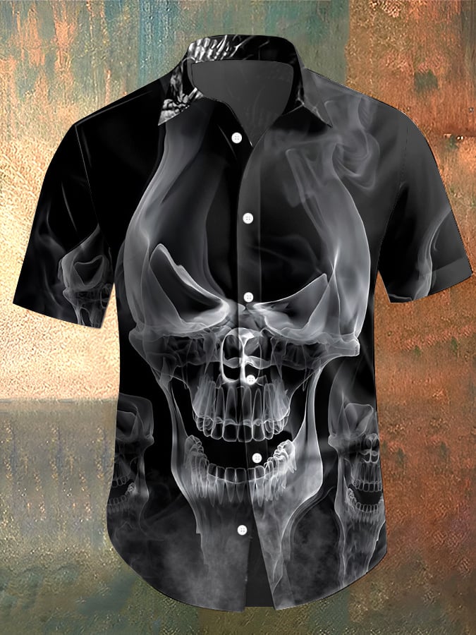 Camisa Skull estampado casual para hombre