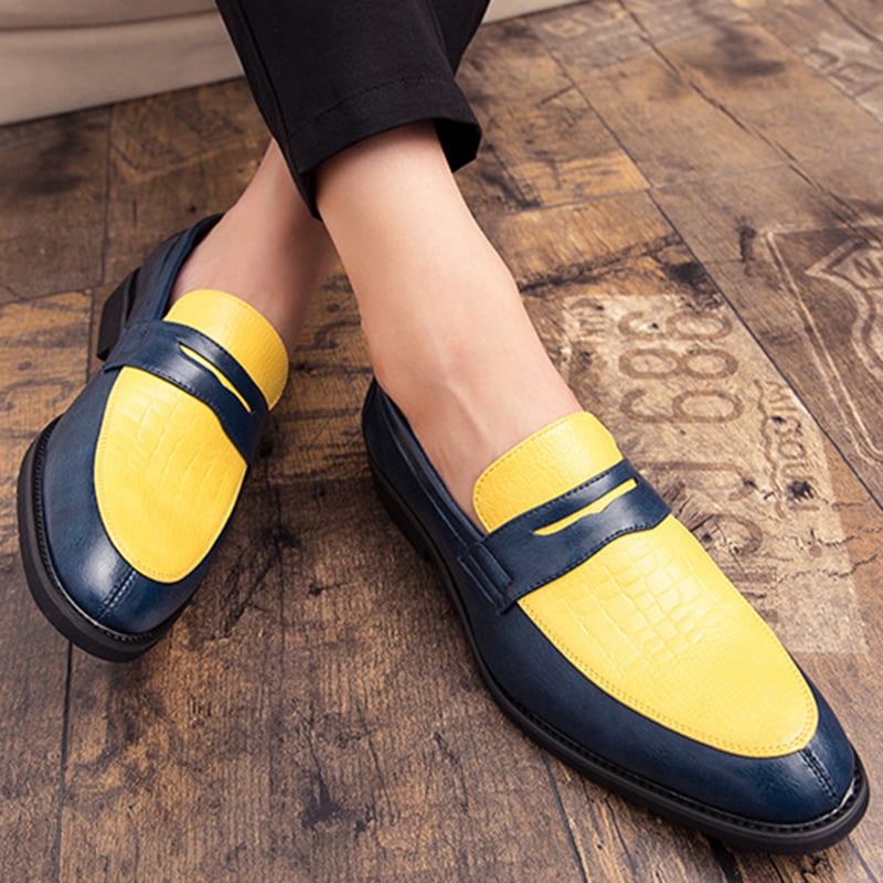 de modaable British Style casual Color Contrast Leather zapatos