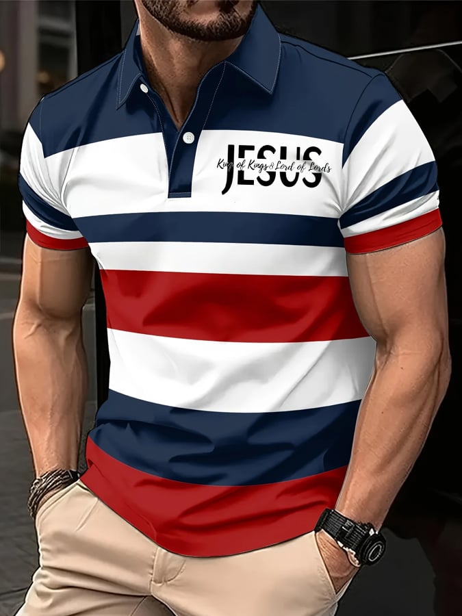 Camisa polo Jesus estampado para hombre