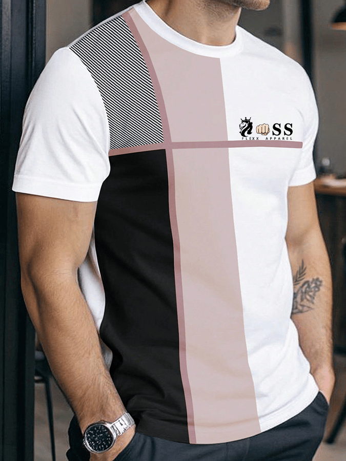 Camiseta retro Letter estampado cuello redondo para hombre