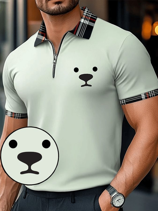 Camisa polo retro Expression Design estampado casual Comfortable And transpirable para hombre