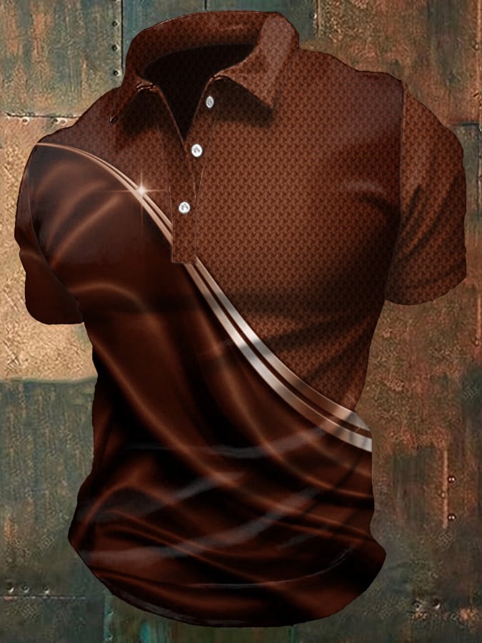 Camisa polo casual degradado ejecutivo Style de manga corta para hombre