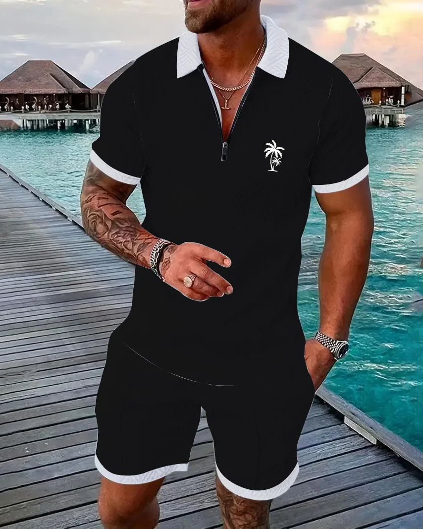 Camisa polo Suitmens para uso diario casual Collar Zipper Set 213 para hombre