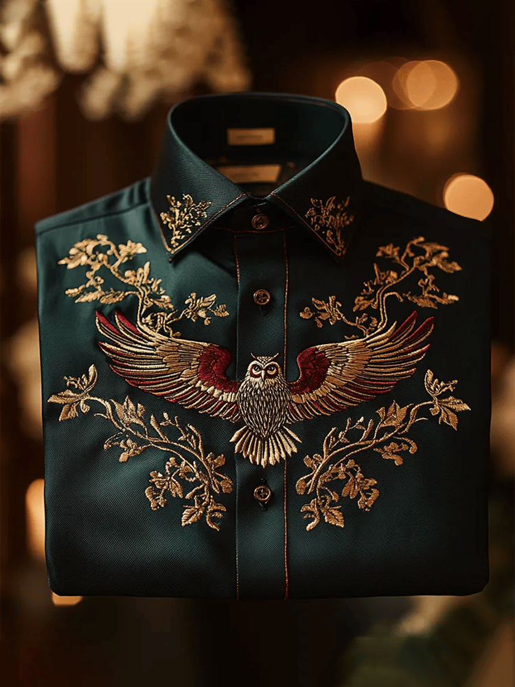 Camisa satén Luxe de manga larga con botones para hombre