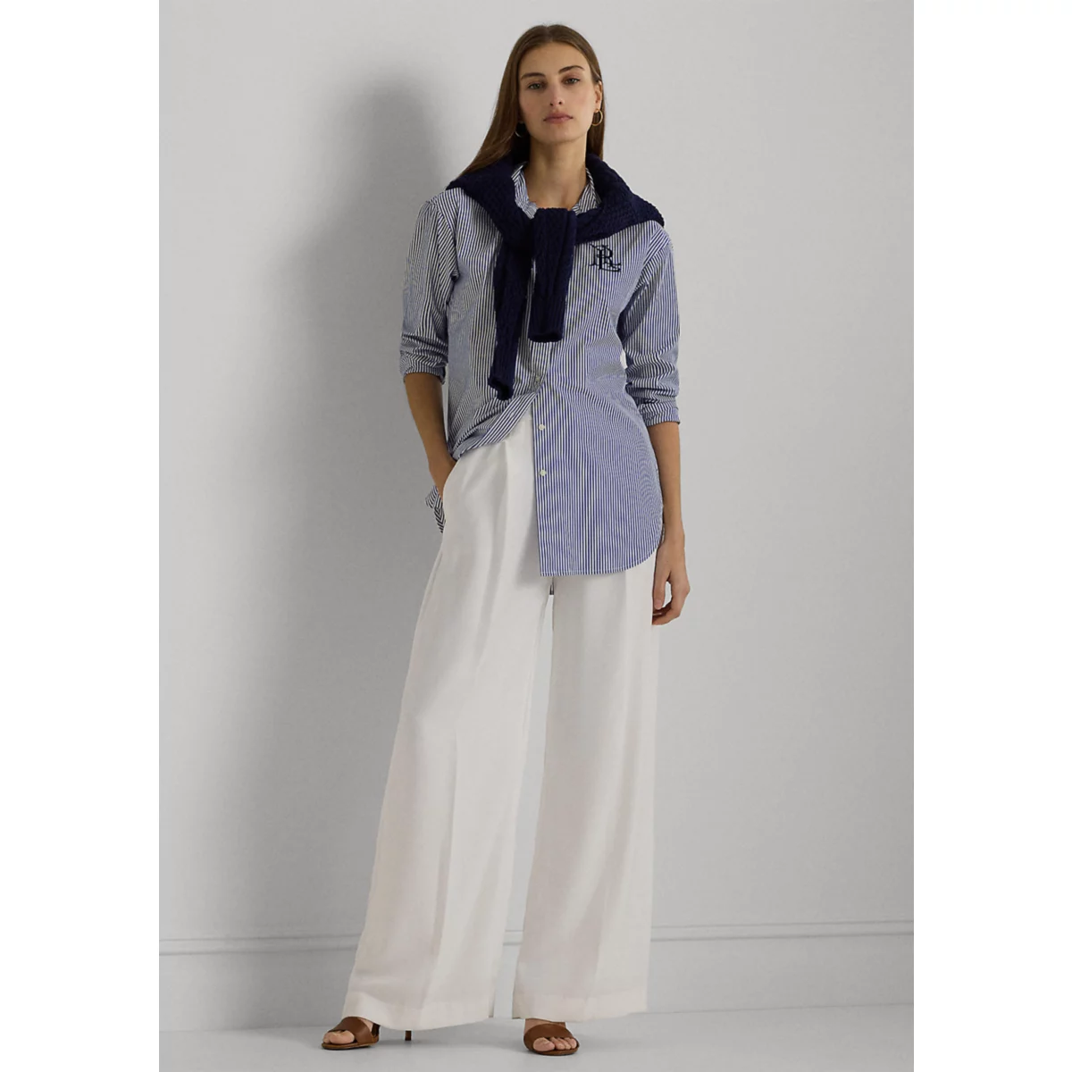 Relaxed Fit Striped Stretch Cotton Shirt - 4