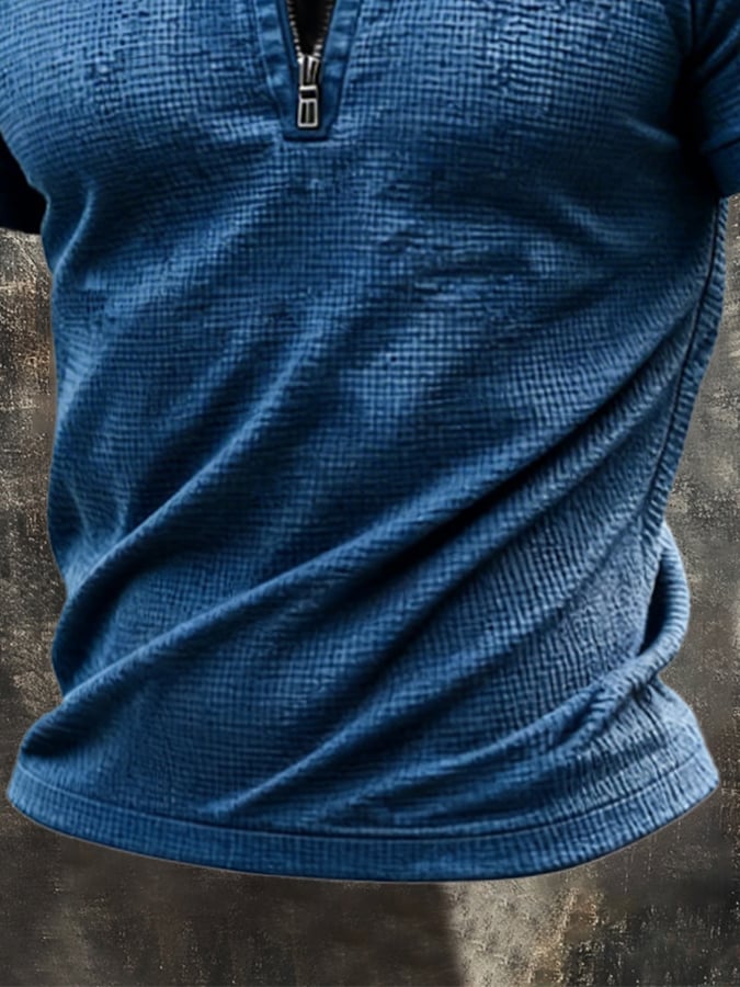 Camiseta retro cierre Waffle para hombre
