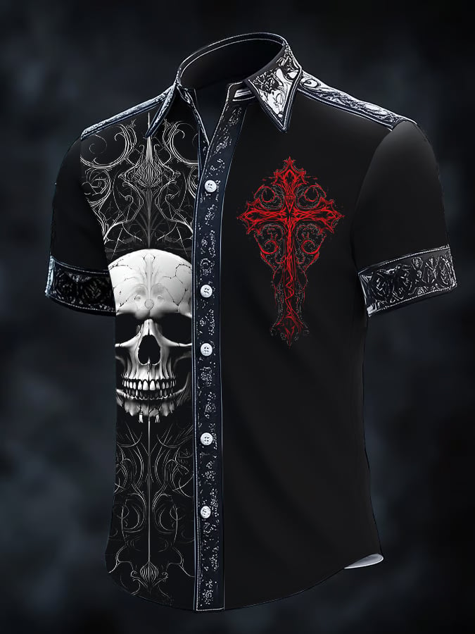 Camisa Gothic Dark de manga corta para hombre
