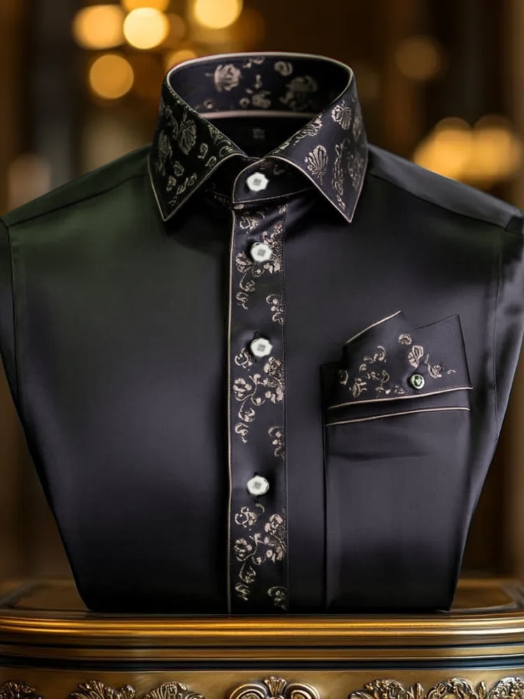 Camisa seda ejecutivo de lujo de manga larga para hombre