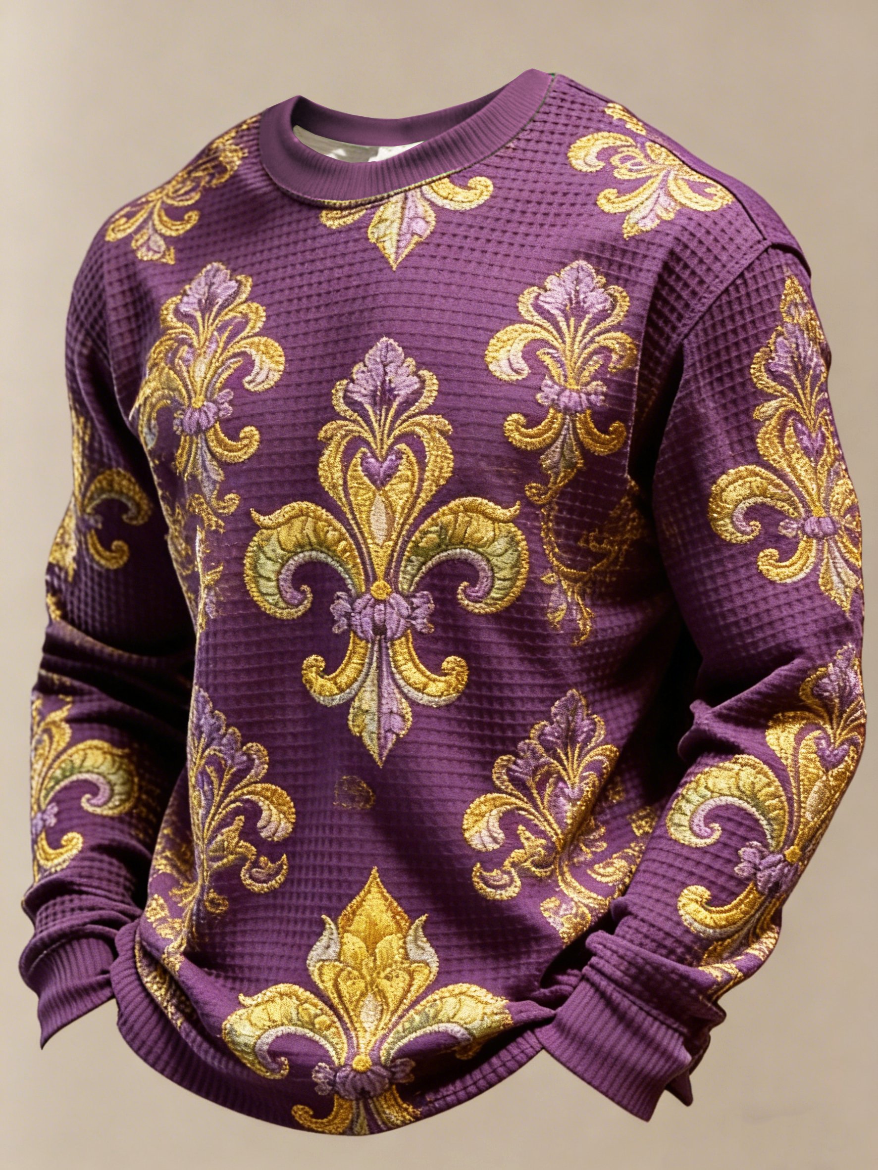 Camiseta New Orleans Louisiana Mardi Gras Fleur De Lis de manga larga para hombre