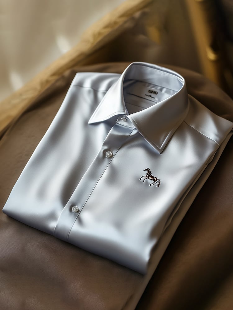 Camisa satén Luxe de manga larga con botones para hombre
