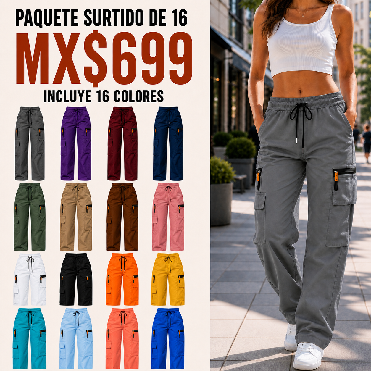 Pantalón cargo transpirable de verano para mujer · vista 5