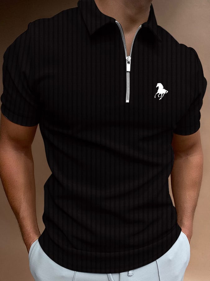 Camisa polo Horse estampado casual para hombre